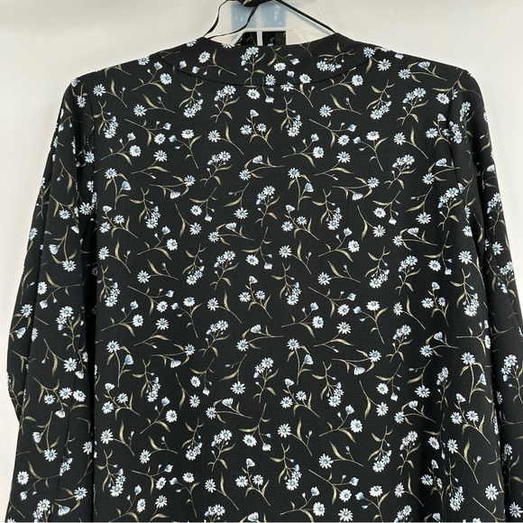 DIVIDED H&M Women’s Black Crepe Fabric w/Blue Floral Print Jacket Size Large - Picture 15 of 16